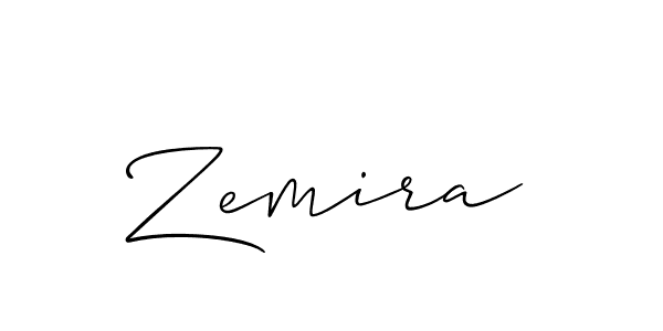 Use a signature maker to create a handwritten signature online. With this signature software, you can design (Allison_Script) your own signature for name Zemira. Zemira signature style 2 images and pictures png