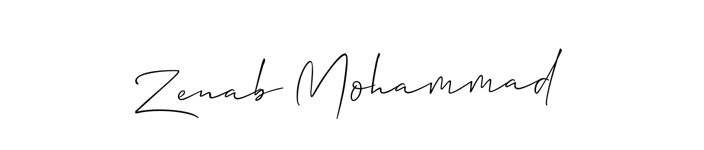 Create a beautiful signature design for name Zenab Mohammad. With this signature (Allison_Script) fonts, you can make a handwritten signature for free. Zenab Mohammad signature style 2 images and pictures png