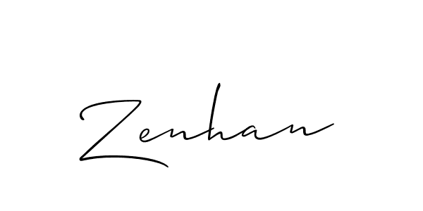 Use a signature maker to create a handwritten signature online. With this signature software, you can design (Allison_Script) your own signature for name Zenhan. Zenhan signature style 2 images and pictures png