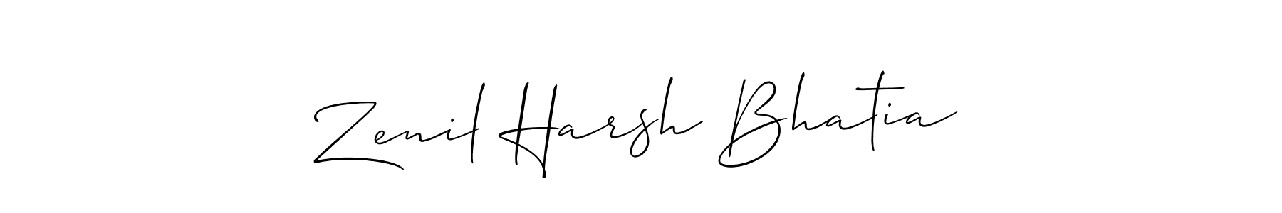 Also we have Zenil Harsh Bhatia name is the best signature style. Create professional handwritten signature collection using Allison_Script autograph style. Zenil Harsh Bhatia signature style 2 images and pictures png