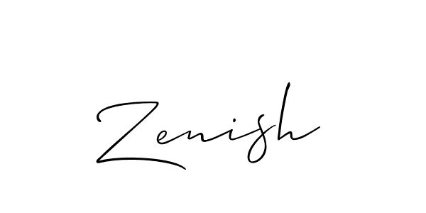 Use a signature maker to create a handwritten signature online. With this signature software, you can design (Allison_Script) your own signature for name Zenish. Zenish signature style 2 images and pictures png