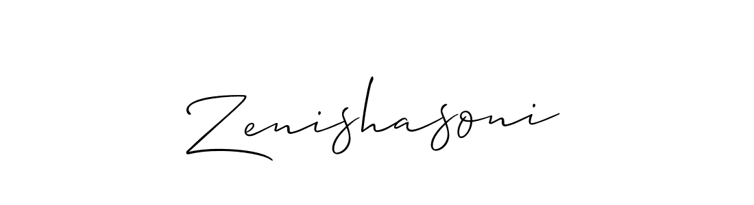 Create a beautiful signature design for name Zenishasoni. With this signature (Allison_Script) fonts, you can make a handwritten signature for free. Zenishasoni signature style 2 images and pictures png