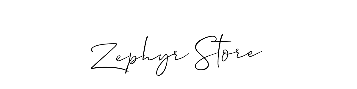 Create a beautiful signature design for name Zephyr Store. With this signature (Allison_Script) fonts, you can make a handwritten signature for free. Zephyr Store signature style 2 images and pictures png