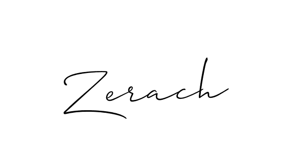 Use a signature maker to create a handwritten signature online. With this signature software, you can design (Allison_Script) your own signature for name Zerach. Zerach signature style 2 images and pictures png