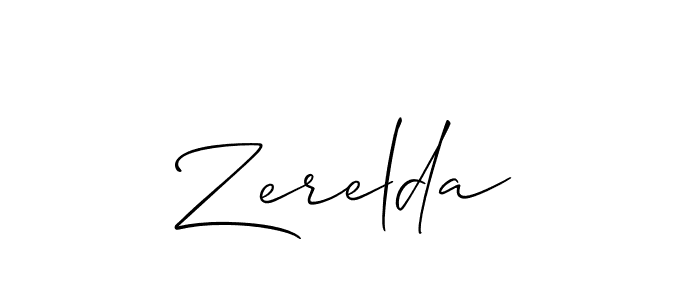 Make a beautiful signature design for name Zerelda. Use this online signature maker to create a handwritten signature for free. Zerelda signature style 2 images and pictures png