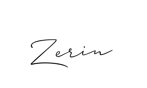 Use a signature maker to create a handwritten signature online. With this signature software, you can design (Allison_Script) your own signature for name Zerin. Zerin signature style 2 images and pictures png