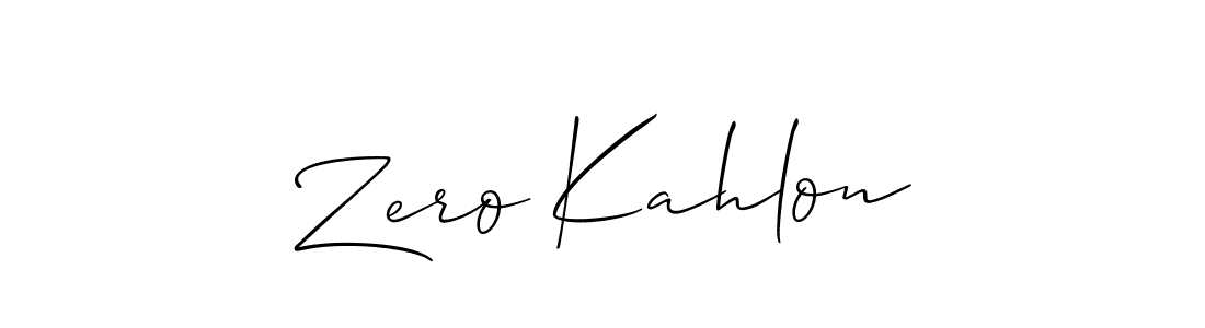 How to make Zero Kahlon name signature. Use Allison_Script style for creating short signs online. This is the latest handwritten sign. Zero Kahlon signature style 2 images and pictures png