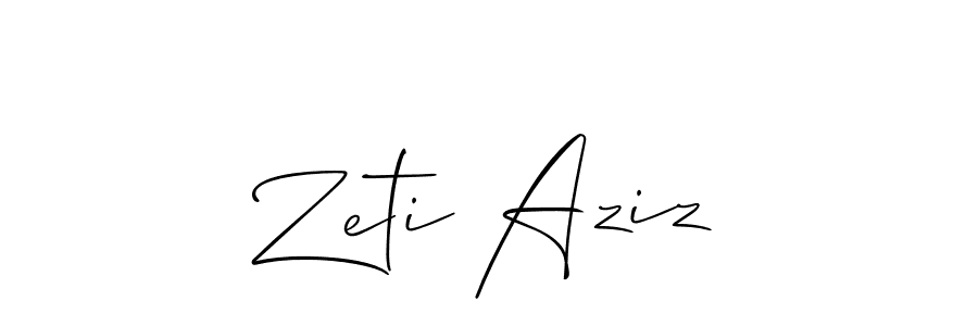 Create a beautiful signature design for name Zeti Aziz. With this signature (Allison_Script) fonts, you can make a handwritten signature for free. Zeti Aziz signature style 2 images and pictures png