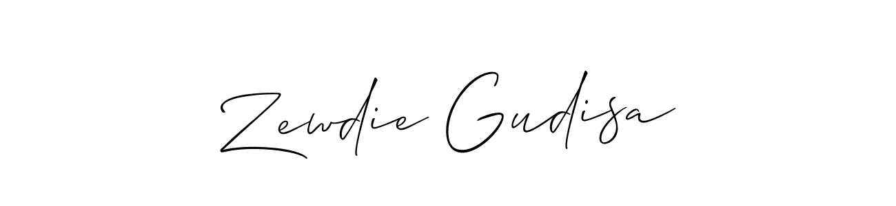 How to make Zewdie Gudisa name signature. Use Allison_Script style for creating short signs online. This is the latest handwritten sign. Zewdie Gudisa signature style 2 images and pictures png