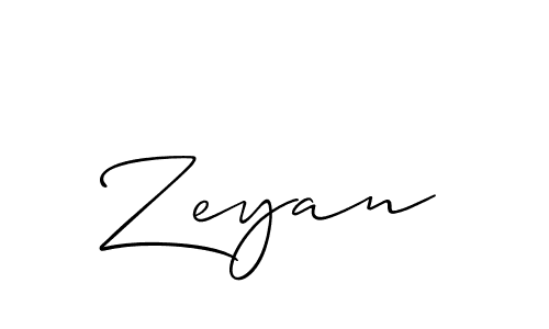 Create a beautiful signature design for name Zeyan. With this signature (Allison_Script) fonts, you can make a handwritten signature for free. Zeyan signature style 2 images and pictures png