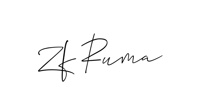 Use a signature maker to create a handwritten signature online. With this signature software, you can design (Allison_Script) your own signature for name Zf Ruma. Zf Ruma signature style 2 images and pictures png