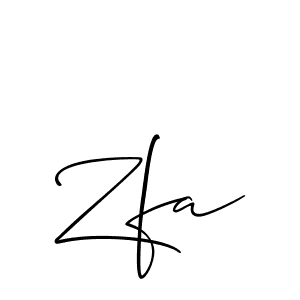 How to make Zfa signature? Allison_Script is a professional autograph style. Create handwritten signature for Zfa name. Zfa signature style 2 images and pictures png