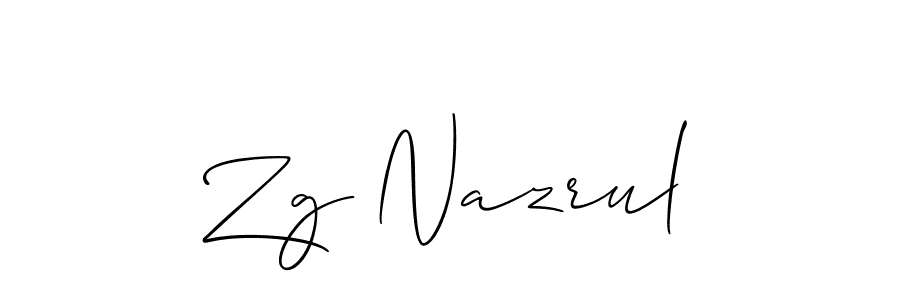 Allison_Script is a professional signature style that is perfect for those who want to add a touch of class to their signature. It is also a great choice for those who want to make their signature more unique. Get Zg Nazrul name to fancy signature for free. Zg Nazrul signature style 2 images and pictures png