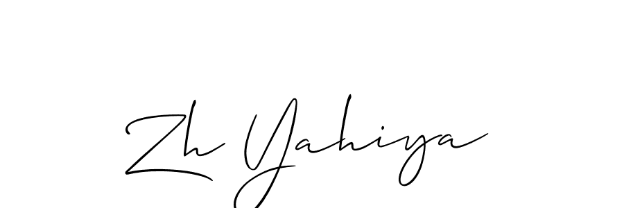 How to make Zh Yahiya name signature. Use Allison_Script style for creating short signs online. This is the latest handwritten sign. Zh Yahiya signature style 2 images and pictures png