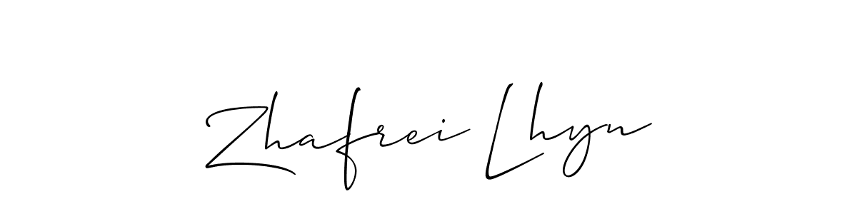 Make a beautiful signature design for name Zhafrei Lhyn. With this signature (Allison_Script) style, you can create a handwritten signature for free. Zhafrei Lhyn signature style 2 images and pictures png
