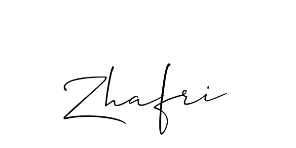 The best way (Allison_Script) to make a short signature is to pick only two or three words in your name. The name Zhafri include a total of six letters. For converting this name. Zhafri signature style 2 images and pictures png