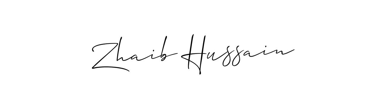 Make a beautiful signature design for name Zhaib Hussain. With this signature (Allison_Script) style, you can create a handwritten signature for free. Zhaib Hussain signature style 2 images and pictures png
