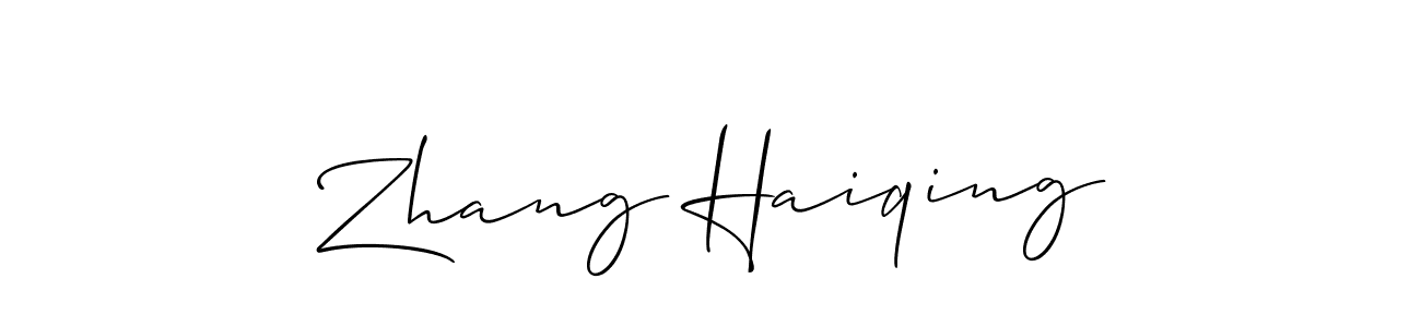 How to make Zhang Haiqing name signature. Use Allison_Script style for creating short signs online. This is the latest handwritten sign. Zhang Haiqing signature style 2 images and pictures png