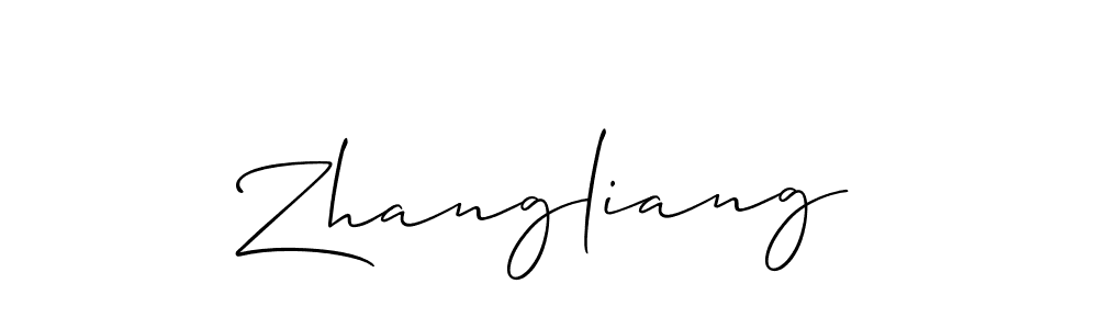 The best way (Allison_Script) to make a short signature is to pick only two or three words in your name. The name Zhangliang include a total of six letters. For converting this name. Zhangliang signature style 2 images and pictures png