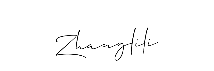 Use a signature maker to create a handwritten signature online. With this signature software, you can design (Allison_Script) your own signature for name Zhanglili. Zhanglili signature style 2 images and pictures png