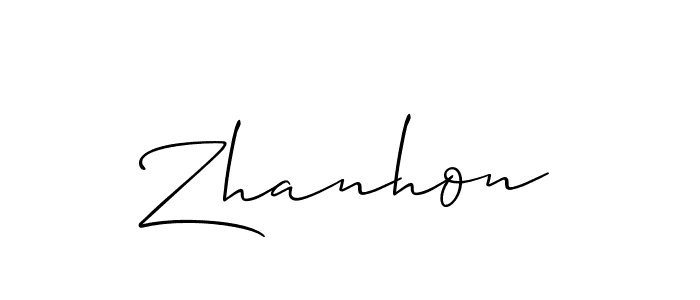 How to make Zhanhon signature? Allison_Script is a professional autograph style. Create handwritten signature for Zhanhon name. Zhanhon signature style 2 images and pictures png