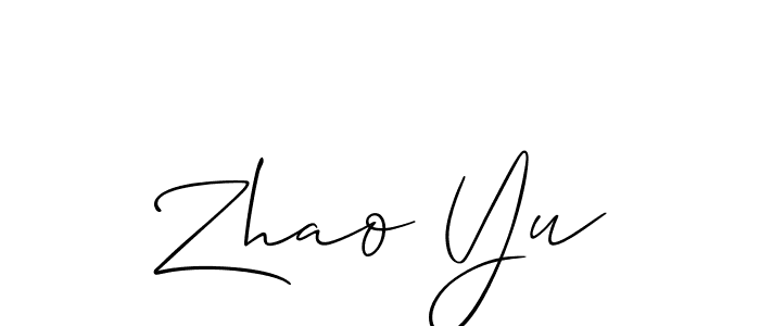 Also You can easily find your signature by using the search form. We will create Zhao Yu name handwritten signature images for you free of cost using Allison_Script sign style. Zhao Yu signature style 2 images and pictures png