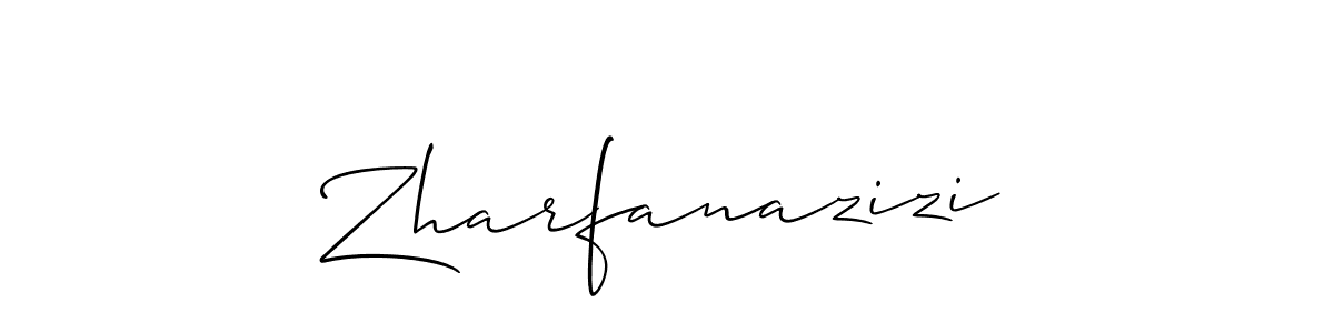 Create a beautiful signature design for name Zharfanazizi. With this signature (Allison_Script) fonts, you can make a handwritten signature for free. Zharfanazizi signature style 2 images and pictures png
