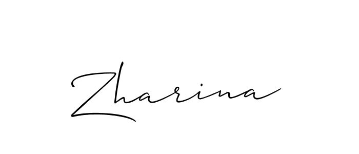 Also we have Zharina name is the best signature style. Create professional handwritten signature collection using Allison_Script autograph style. Zharina signature style 2 images and pictures png