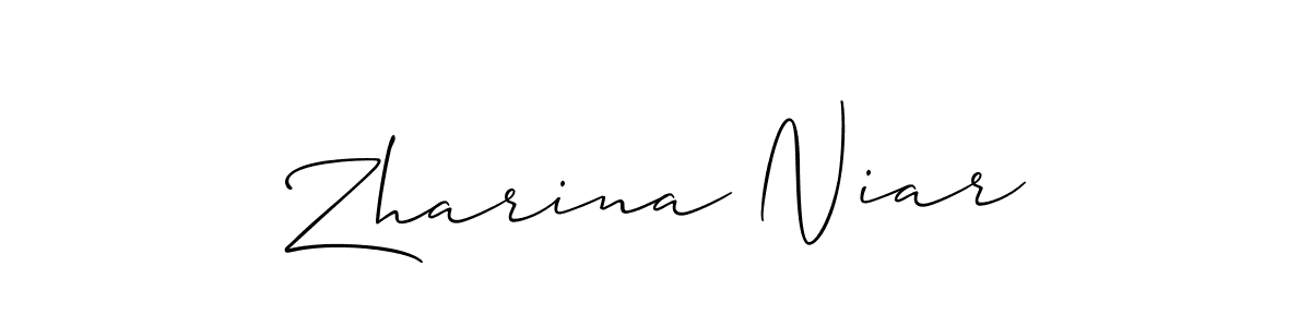 Use a signature maker to create a handwritten signature online. With this signature software, you can design (Allison_Script) your own signature for name Zharina Niar. Zharina Niar signature style 2 images and pictures png