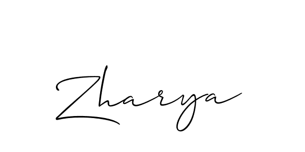 Zharya stylish signature style. Best Handwritten Sign (Allison_Script) for my name. Handwritten Signature Collection Ideas for my name Zharya. Zharya signature style 2 images and pictures png