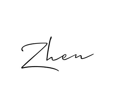 Use a signature maker to create a handwritten signature online. With this signature software, you can design (Allison_Script) your own signature for name Zhen. Zhen signature style 2 images and pictures png