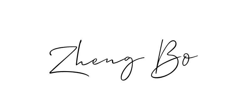 Create a beautiful signature design for name Zheng Bo. With this signature (Allison_Script) fonts, you can make a handwritten signature for free. Zheng Bo signature style 2 images and pictures png