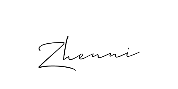 Create a beautiful signature design for name Zhenni. With this signature (Allison_Script) fonts, you can make a handwritten signature for free. Zhenni signature style 2 images and pictures png