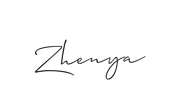 Create a beautiful signature design for name Zhenya. With this signature (Allison_Script) fonts, you can make a handwritten signature for free. Zhenya signature style 2 images and pictures png