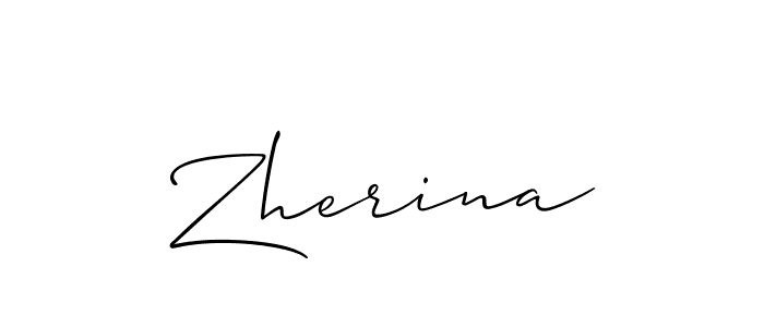 Allison_Script is a professional signature style that is perfect for those who want to add a touch of class to their signature. It is also a great choice for those who want to make their signature more unique. Get Zherina name to fancy signature for free. Zherina signature style 2 images and pictures png