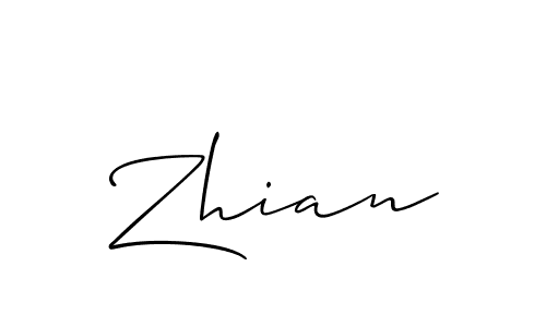 Make a beautiful signature design for name Zhian. With this signature (Allison_Script) style, you can create a handwritten signature for free. Zhian signature style 2 images and pictures png