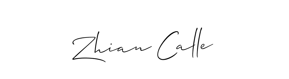 The best way (Allison_Script) to make a short signature is to pick only two or three words in your name. The name Zhian Calle include a total of six letters. For converting this name. Zhian Calle signature style 2 images and pictures png