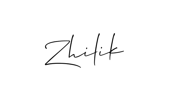 Make a beautiful signature design for name Zhilik. With this signature (Allison_Script) style, you can create a handwritten signature for free. Zhilik signature style 2 images and pictures png