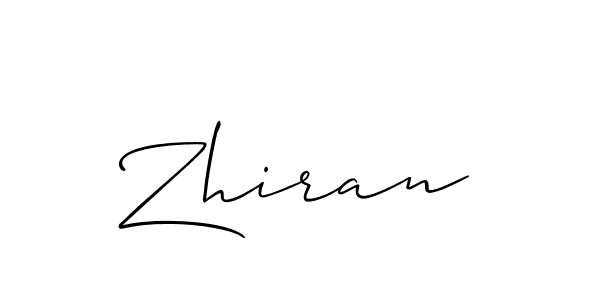 Design your own signature with our free online signature maker. With this signature software, you can create a handwritten (Allison_Script) signature for name Zhiran. Zhiran signature style 2 images and pictures png