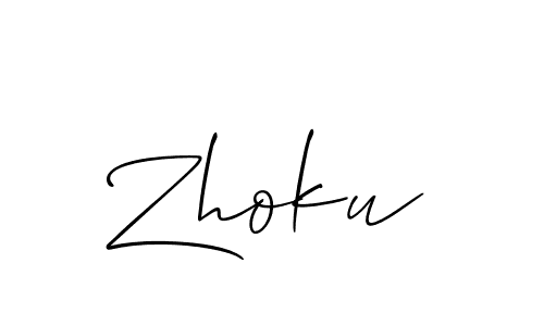 Design your own signature with our free online signature maker. With this signature software, you can create a handwritten (Allison_Script) signature for name Zhoku. Zhoku signature style 2 images and pictures png