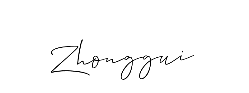 How to make Zhonggui name signature. Use Allison_Script style for creating short signs online. This is the latest handwritten sign. Zhonggui signature style 2 images and pictures png