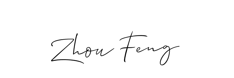 This is the best signature style for the Zhou Feng name. Also you like these signature font (Allison_Script). Mix name signature. Zhou Feng signature style 2 images and pictures png