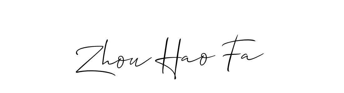 How to make Zhou Hao Fa signature? Allison_Script is a professional autograph style. Create handwritten signature for Zhou Hao Fa name. Zhou Hao Fa signature style 2 images and pictures png