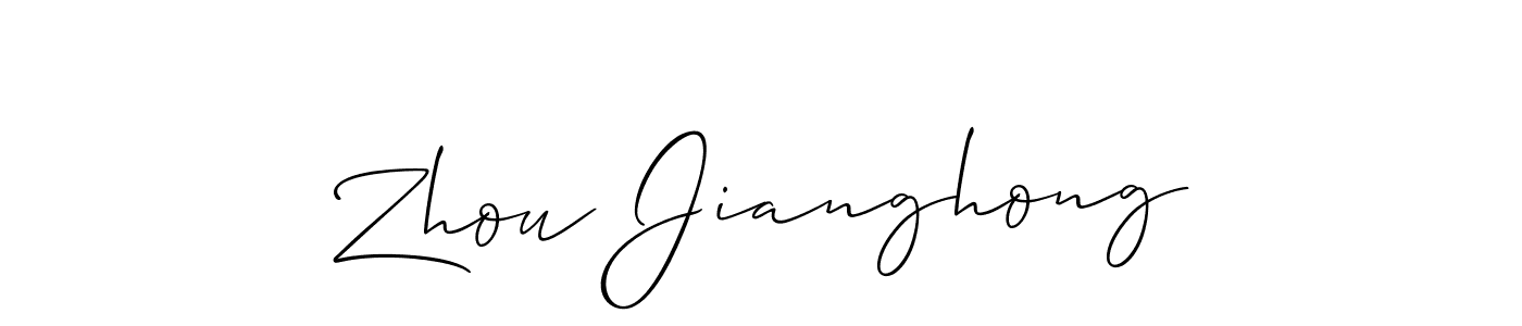 The best way (Allison_Script) to make a short signature is to pick only two or three words in your name. The name Zhou Jianghong include a total of six letters. For converting this name. Zhou Jianghong signature style 2 images and pictures png