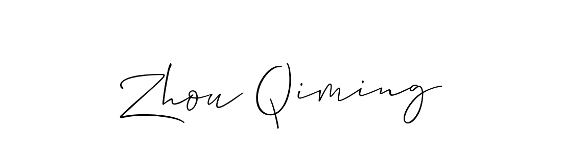 How to make Zhou Qiming signature? Allison_Script is a professional autograph style. Create handwritten signature for Zhou Qiming name. Zhou Qiming signature style 2 images and pictures png