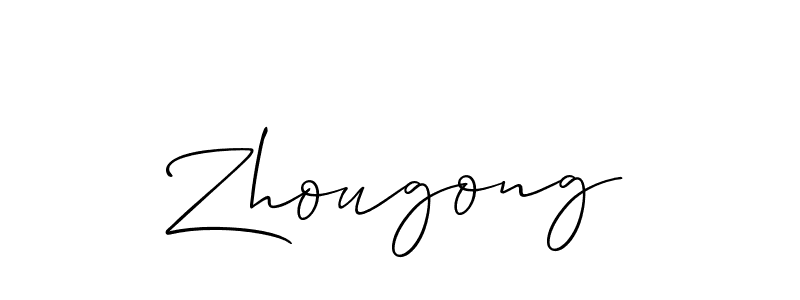 How to make Zhougong signature? Allison_Script is a professional autograph style. Create handwritten signature for Zhougong name. Zhougong signature style 2 images and pictures png