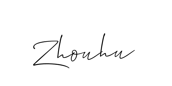 How to make Zhouhu signature? Allison_Script is a professional autograph style. Create handwritten signature for Zhouhu name. Zhouhu signature style 2 images and pictures png
