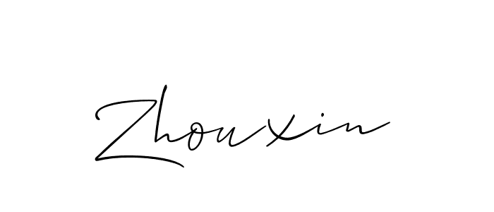 How to make Zhouxin signature? Allison_Script is a professional autograph style. Create handwritten signature for Zhouxin name. Zhouxin signature style 2 images and pictures png