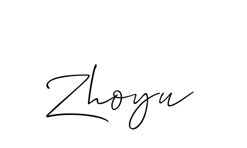 Use a signature maker to create a handwritten signature online. With this signature software, you can design (Allison_Script) your own signature for name Zhoyu. Zhoyu signature style 2 images and pictures png