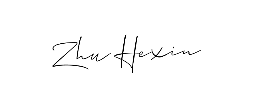 Allison_Script is a professional signature style that is perfect for those who want to add a touch of class to their signature. It is also a great choice for those who want to make their signature more unique. Get Zhu Hexin name to fancy signature for free. Zhu Hexin signature style 2 images and pictures png